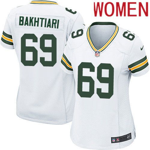 Women Green Bay Packers #69 David Bakhtiari White Nike Game NFL Jersey->women nfl jersey->Women Jersey